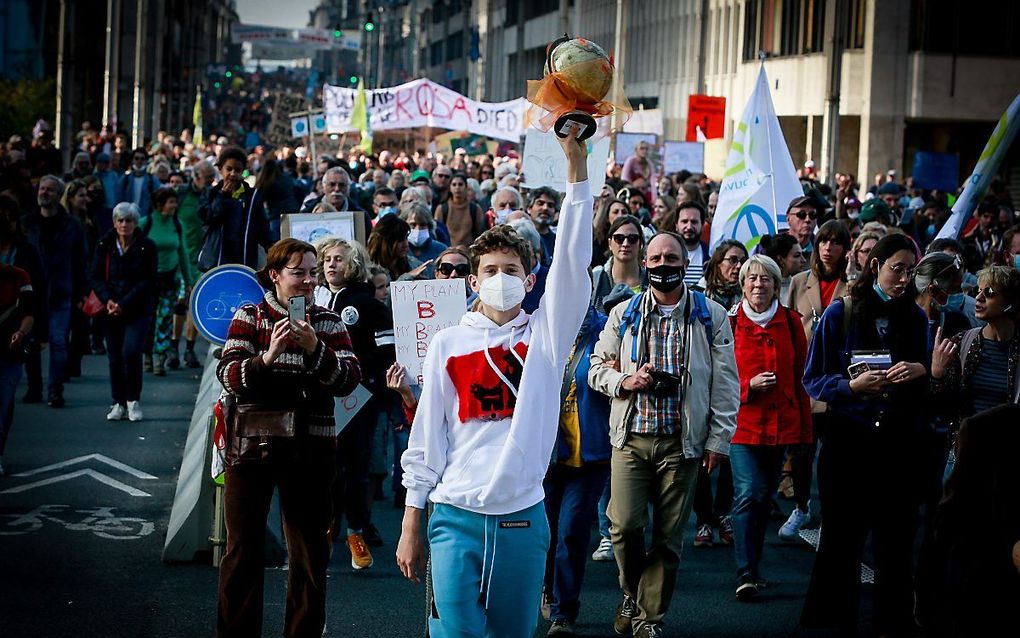 Klimaatprotest in Brussel. beeld EPA, Stephanie Lecocq