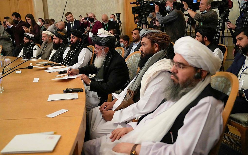 Een delegatie van de Taliban in Moskou. beeld AFP, Alexander Zemlianichenko