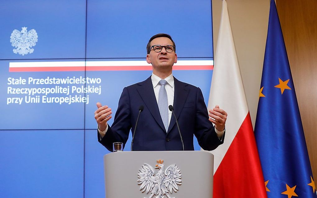 De Poolse premier Mateusz Morawiecki. beeld EPA, Stephanie Lecocq