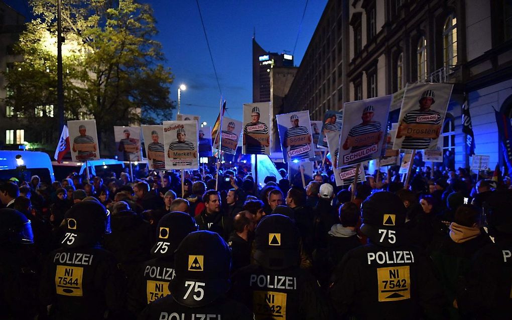 Demonstratie tegen coronamaatregelen in Leipzig, Duitsland. Beeld AFP