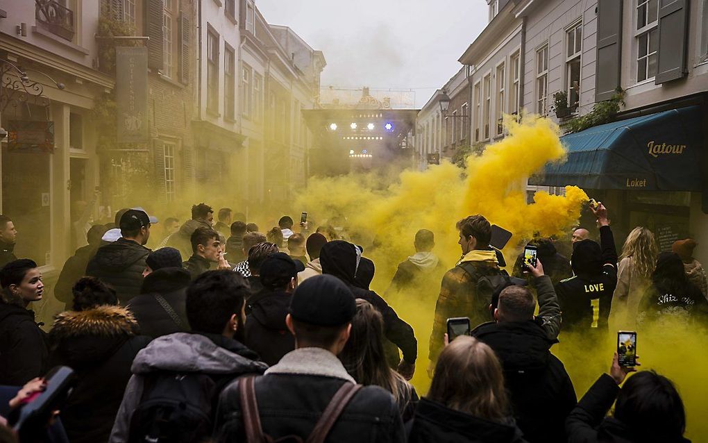 Actievoerders in Breda, zaterdag. beeld ANP, Rob Engelaar