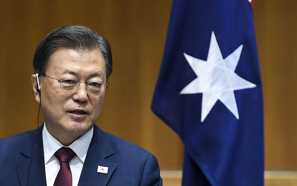 Moon Jae-in. beeld EPA, Lukas Coch