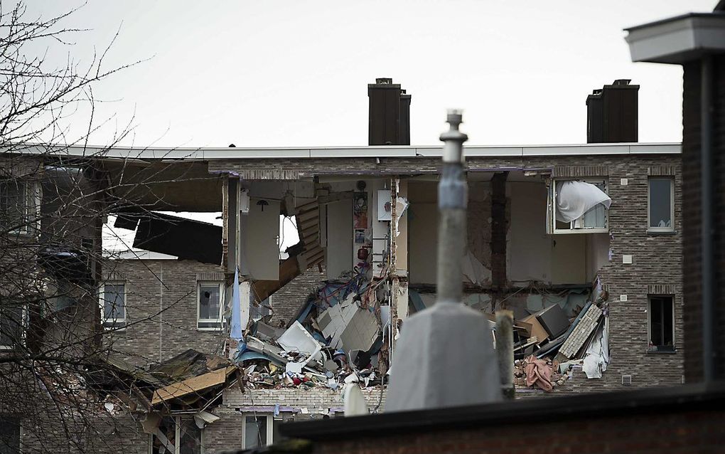 Het door een gasexplosie getroffen appartementengebouw in het Belgische Turnhout. beeld Belga Photo, Kristof van Accom