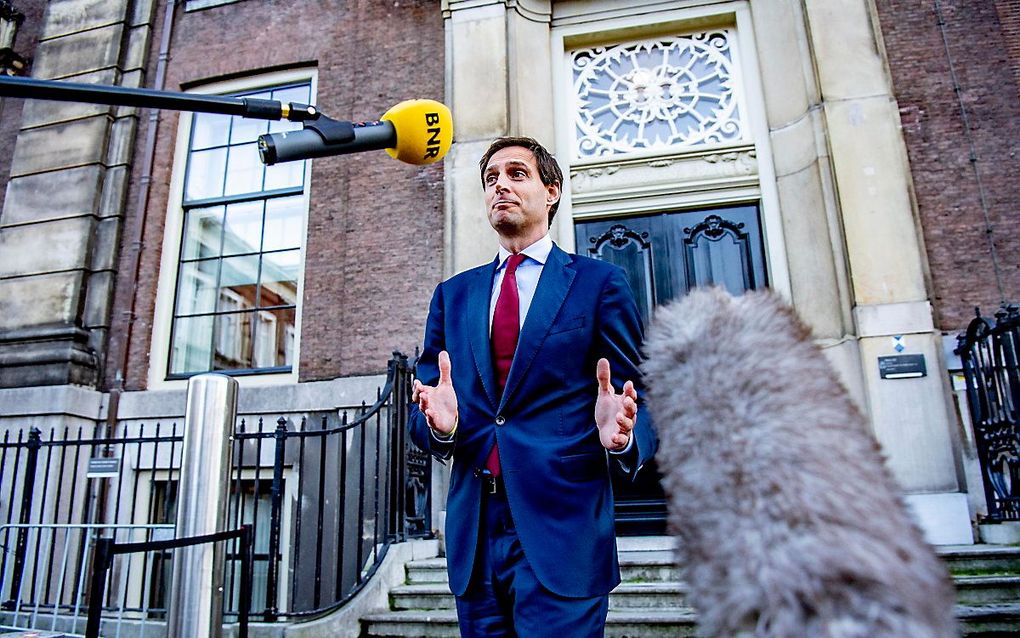 Hoekstra na zijn gesprek met Rutte. beeld ANP, ROBIN UTRECHT