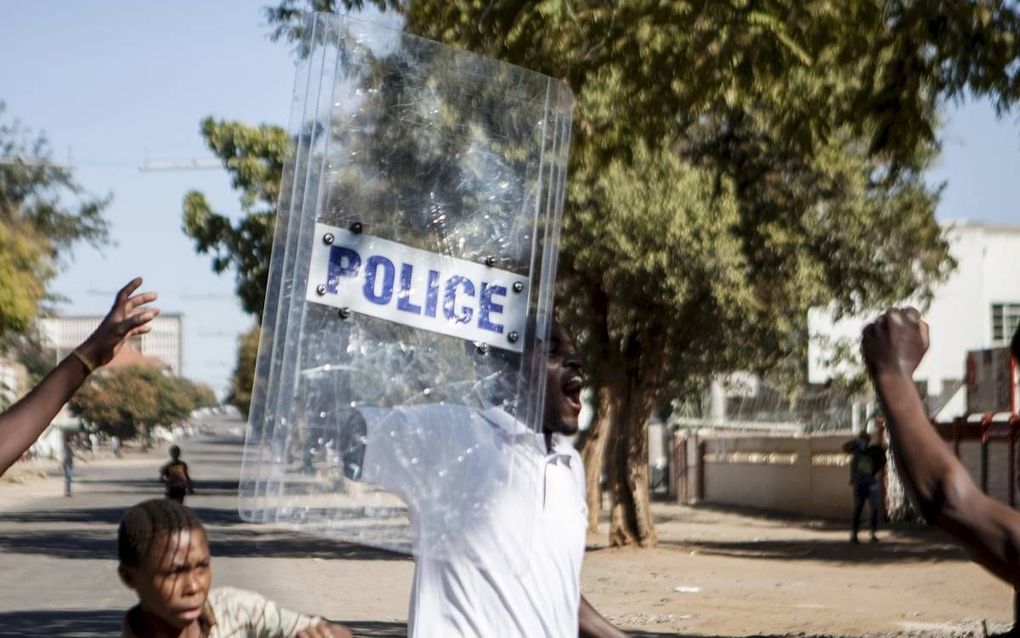 Protesten in de Zimbabwaanse stad Bulawayo, woensdag. beeld AFP