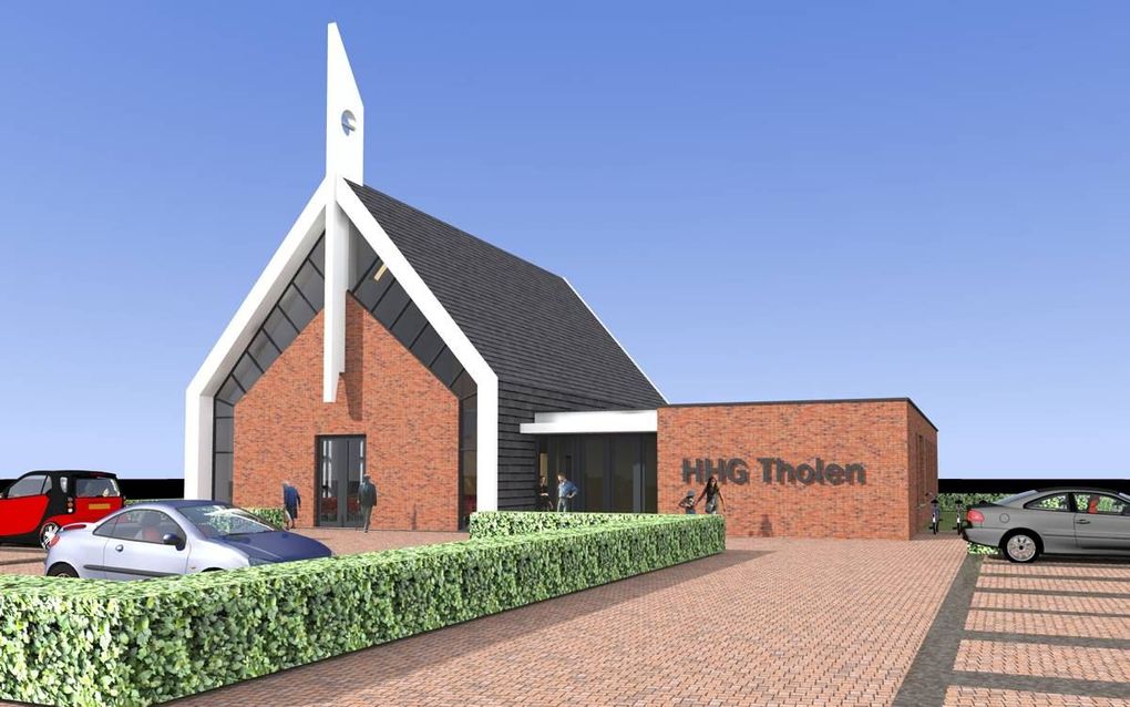 THOLEN. Architect Huls uit Staphorst ontwierp een kerkgebouw voor de hersteld hervormde gemeente te Tholen.  beeld Huls Architecten