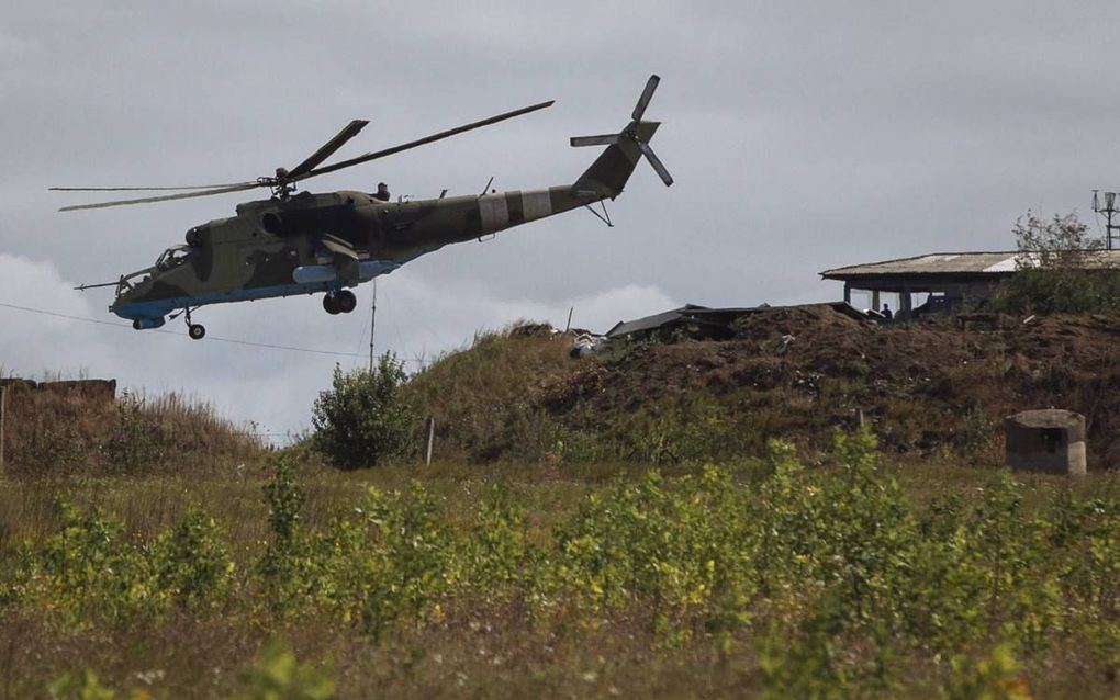 Een Mi-24-aanvalshelikopter die Oekraïne aan Zuid-Sudan leverde. Volgens Amnesty is deze deal dubieus. beeld ANP, Roman Pilipey