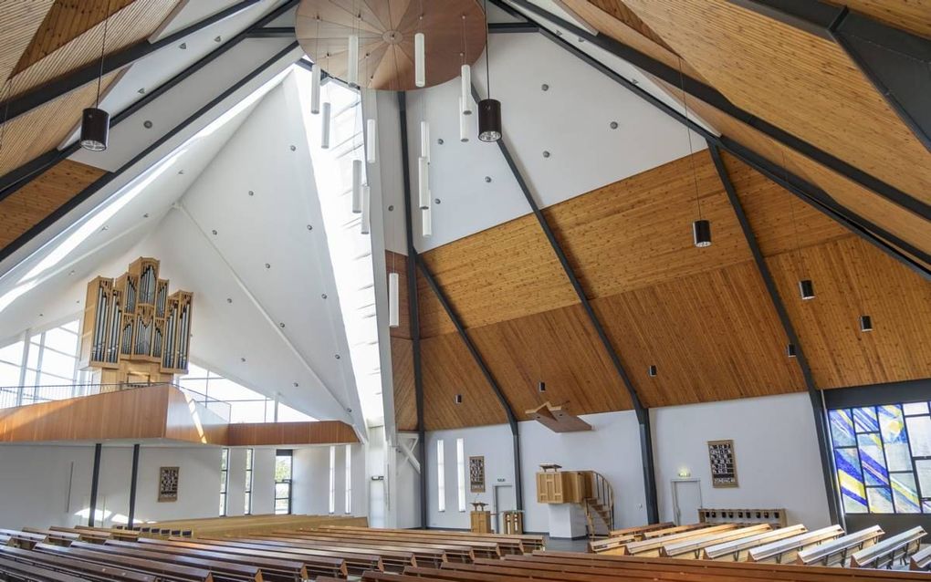 Het interieur van het kerkgebouw van de gereformeerde gemeente van Meliskerke.  beeld Dirk-Jan Gjeltema