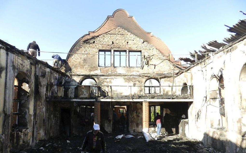 De baptistenkerk in Vinnitsa (Oekraïne) is uitgebrand. beeld RD