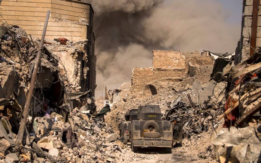 De verwoestingen in Irak zijn gigantisch, terwijl de schatkist van het land zo goed als leeg is. Foto: de Oude Stad van Mosul, maandag. beeld AFP, Fadel Senna