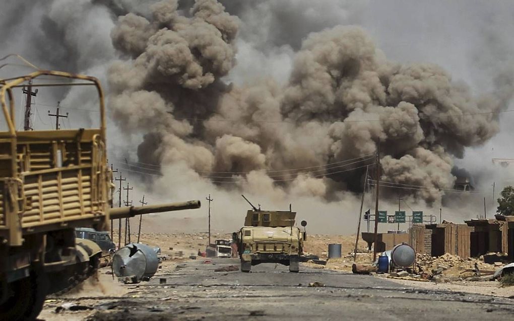 AL-AYADIYA. Het Iraakse leger rukte deze maand snel op naar Tal Afar, een van de laatste bolwerken van IS in Irak. Foto: Iraakse troepen bij al-Ayadiya, vlak bij Tal Afar, dinsdag. beeld AFP, Ahmad al-Rubaye