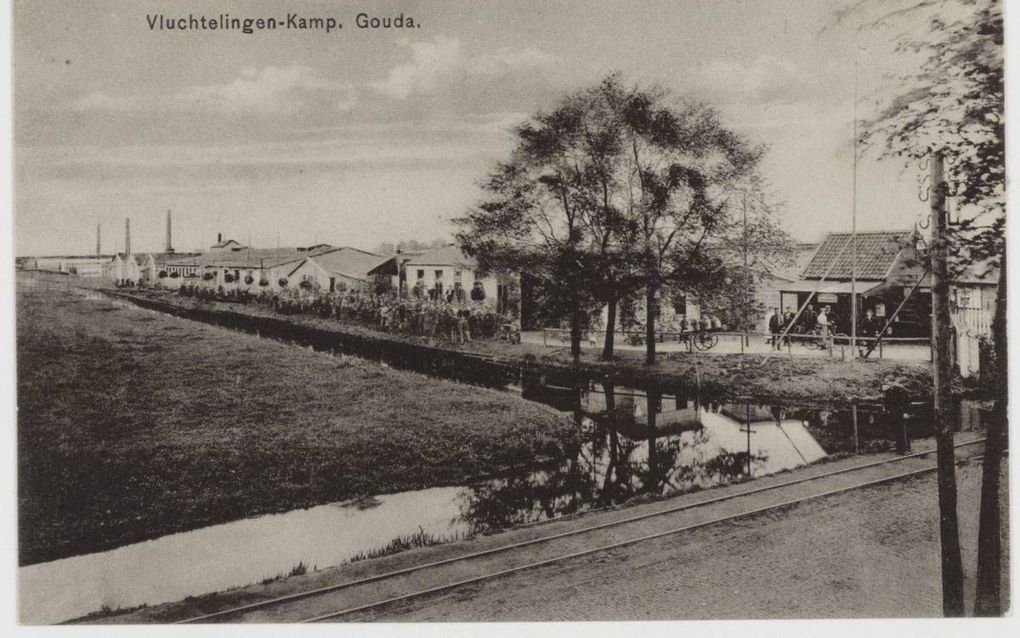 Het vluchtoord in Gouda waar van 1914 tot 1918 zo’n 2000 Belgen werden opgevangen. beeld Verzetsmuseum