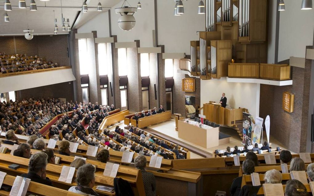 Bondsdag van de Bond van Vrouwenverenigingen der Gereformeerde Gemeenten, in de Adventkerk in Veenendaal. beeld RD, Anton Dommerholt