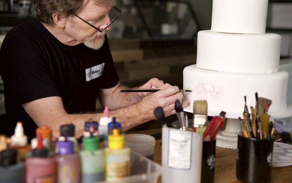 Bakker Jack Phillips uit Denver tijdens een workshop in Lakewood, Colorado, december 2017. beeld AFP, Bruce Ellefson