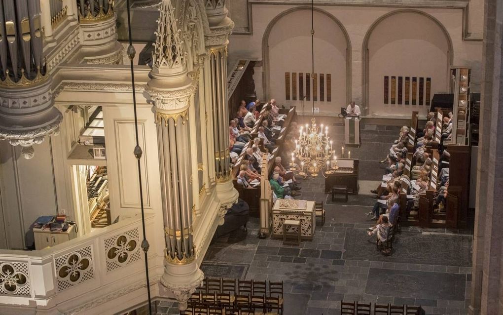 In de Domkerk in Utrecht werd woensdag een avond over Johannes de Heer en zijn liederen gehouden.    beeld Erik Kottier