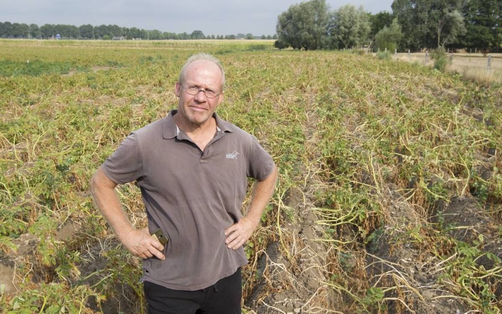 Akkerbouwer Alfons Masselink uit het Gelderse Steenderen: „Ik ben het beregenen helemaal zat.”  beeld RD, Anton Dommerholt