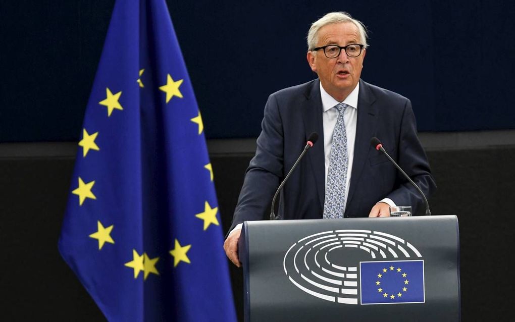 Juncker spreekt de State of the European Union uit. beeld EPA, Patrick Seeger