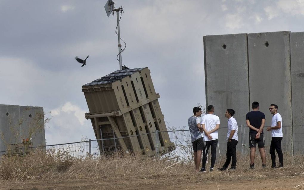 De antiraketinstallatie Iron Dome in het zuiden van het land haalde de afgelopen dagen raketten uit Gaza uit de lucht. beeld EPA, Jim Hollander