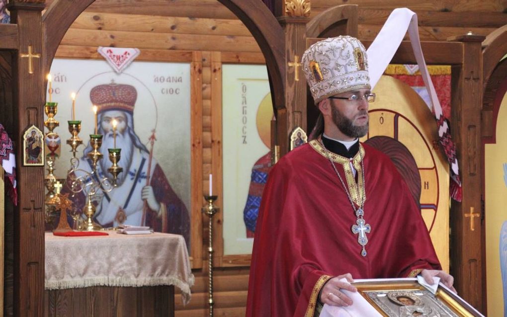 Aartspriester Volodimir uit Marioepol vindt dat Oekraïne, net als andere Oost-Europese landen, een eigen orthodoxe kerk behoort te hebben. beeld Floris Akkerman