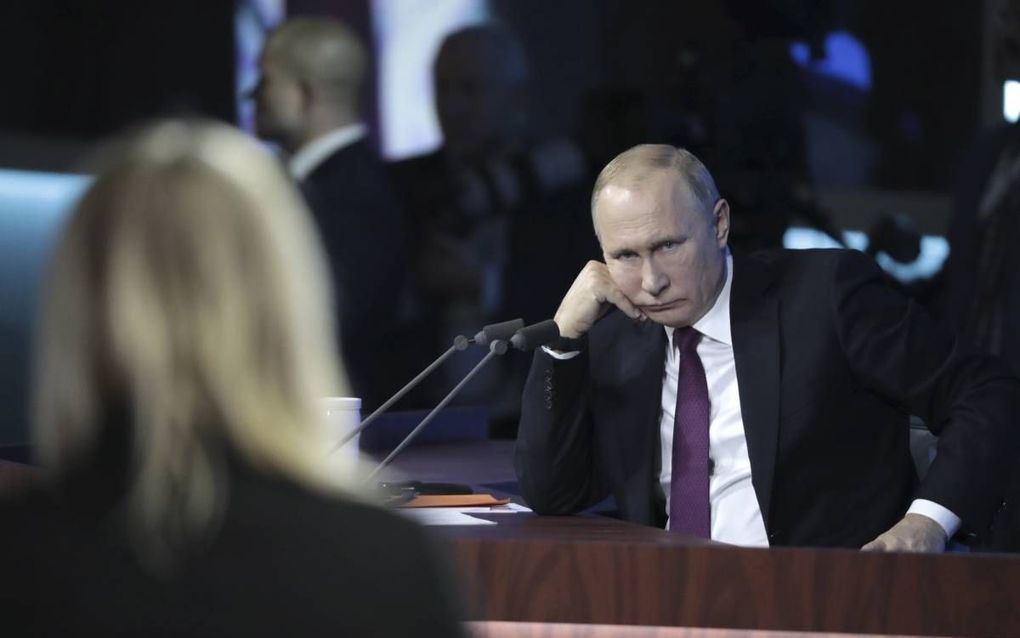 President Poetin tijdens zijn jaarlijkse persconferentie, eerder deze week. beeld EPA, Sergei Chirikov