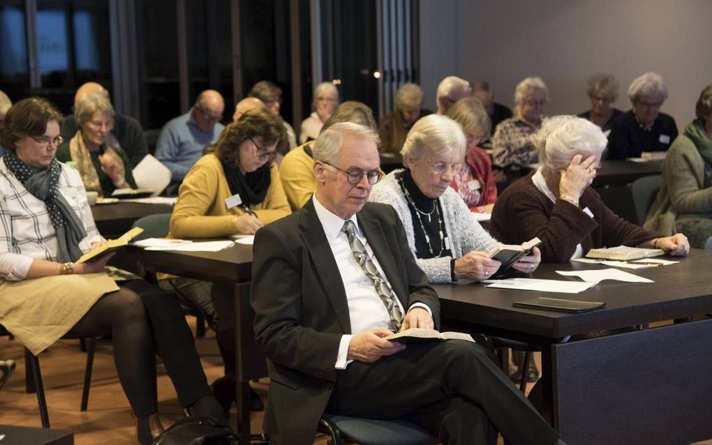 Winterconferentie van stichting In de Rechte Straat (IRS), vrijdagavond in Vierhouten. Thema van de bijeenkomst is: ”Het zegel van het verbond”. beeld Bram van de Biezen