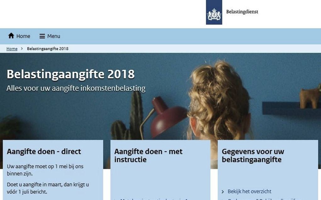 Verdeling alleen mogelijk bij online aangifte.  beeld Belastingdienst