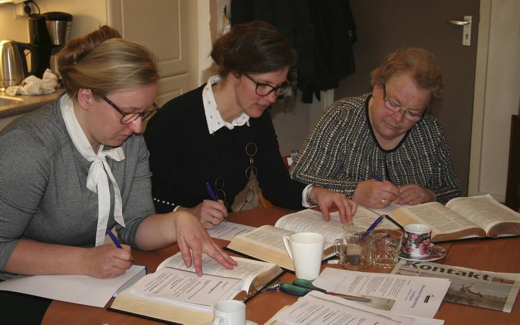 Activiteitenbegeleidster Esther de Bruijn, vrijwilligster Gerdien Hansman en Mevrouw De Bruijn. beeld André Bijl