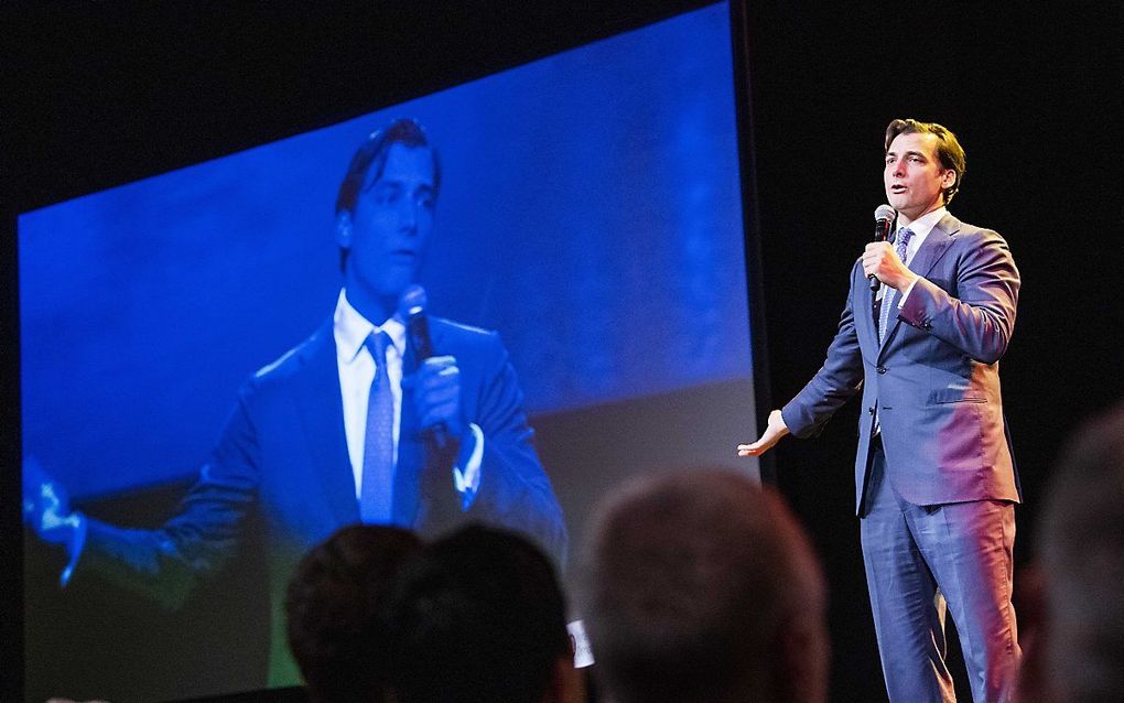 FVD-voorman Baudet, zaterdag tijdens de ledenvergadering van zijn partij in Barneveld. beeld ANP, Piroschka van de Wouw