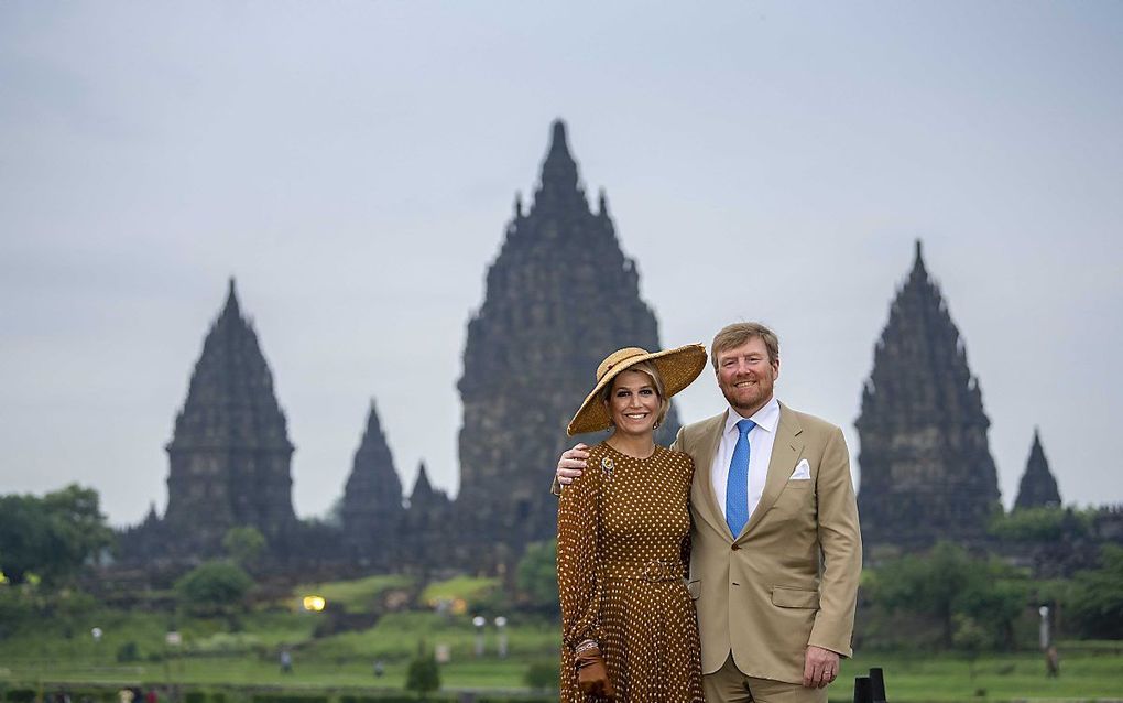 Het koningspaar tijdens het bezoek aan Prambanan. beeld ANP