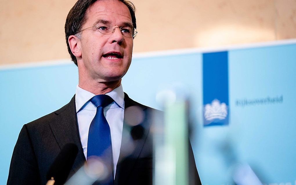 Premier Mark Rutte tijdens de persconferentie woensdag. beeld EPA, Bart Maat