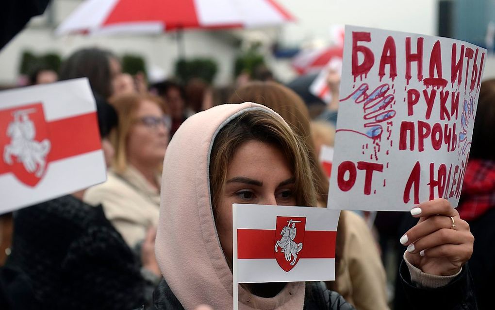 Demonstratie in Minsk. beeld EPA