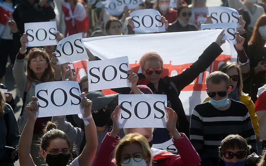 Protest in Minsk. beeld EPA