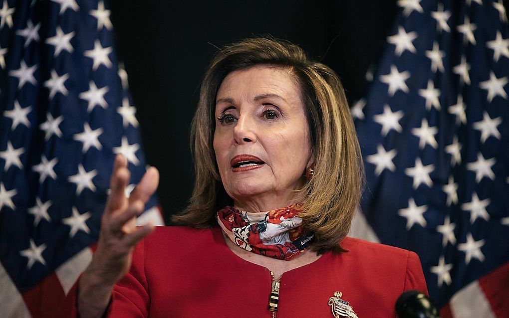 Nancy Pelosi, de voorzitter van het Amerikaanse Huis van Afgevaardigden. beeld EPA, Alyssa Schukar