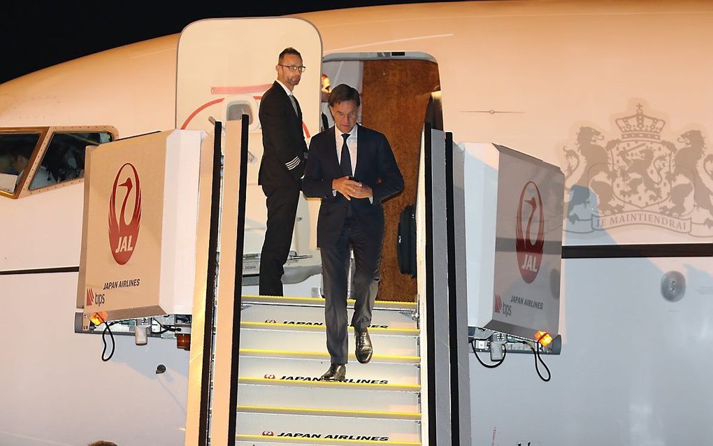 Premier Mark Rutte kwam vrijdag aan in de Japanse stad Osaka om er de G20-top bij te wonen. beeld EPA