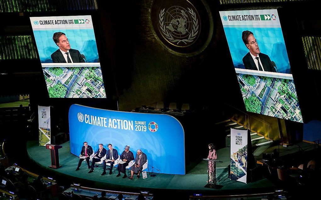 Premier Rutte bij de opening van de klimaattop in New York. beeld ANP