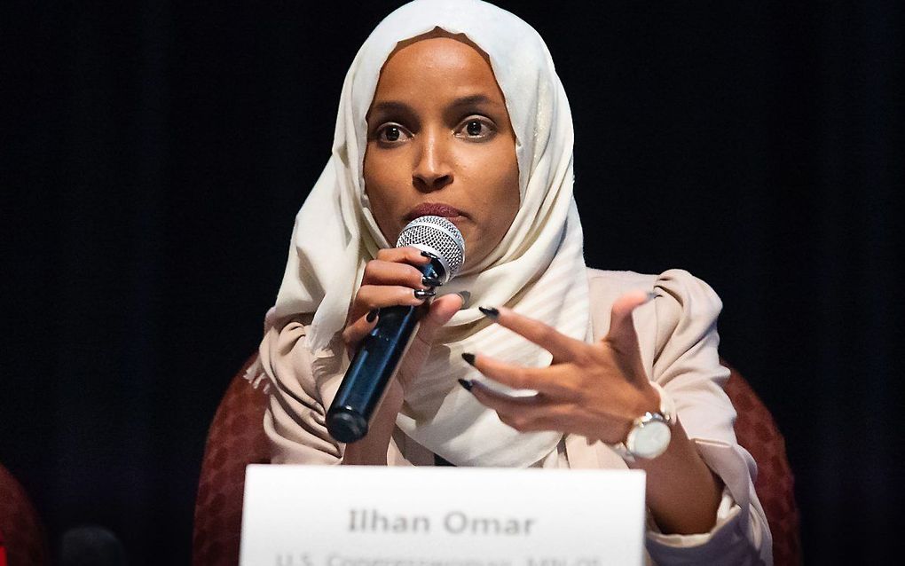 Een van de twee Amerikaanse Congresleden die door Israël worden geweigerd is Ilhan Omar, hier op een archieffoto die op 18 juli van haar is gemaakt. beeld AFP, Kerem Yucel