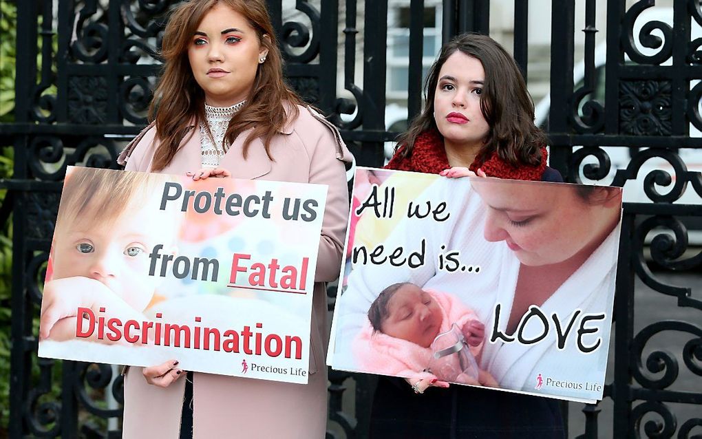 Protest tegen abortus in Noord-Ierland. beeld AFP, Paul Faith