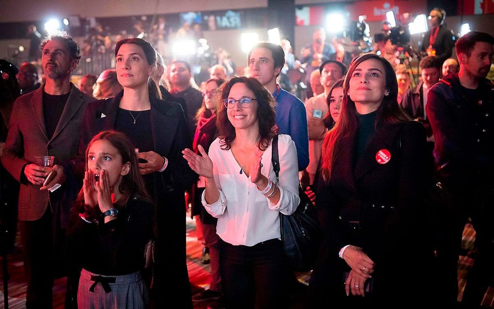 Tevredenheid in het kamp van Justin Trudeau. beeld AFP