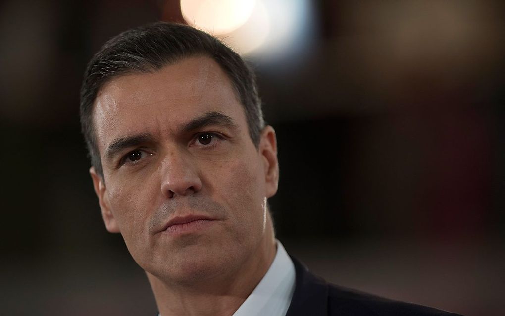 De Spaanse premier Pedro Sanchez blunderde deze week met iets te stoere verkiezingsretoriek. beeld  AFP,  Jorge Guerrero