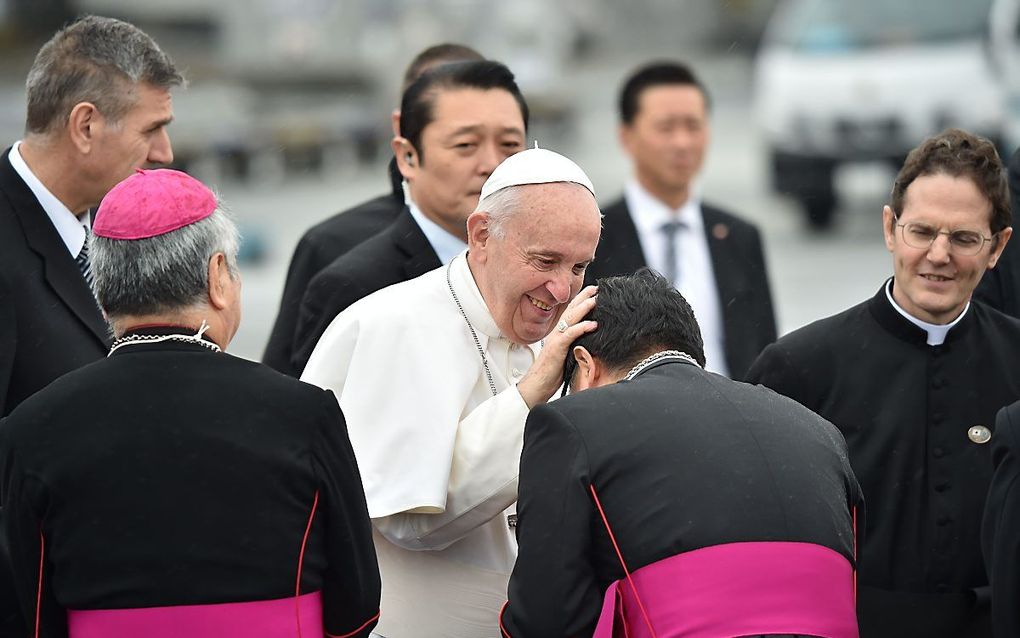 Paus Franciscus, dinsdag in Japan. beeld  AFP, Nogi Kazuhiro