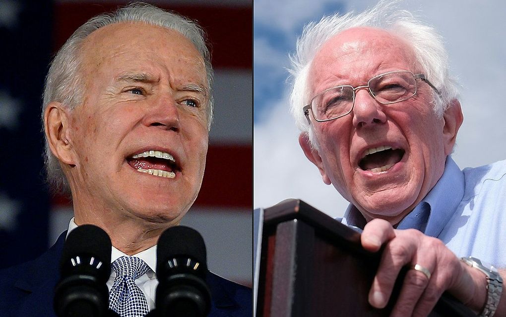 Na de eerste staten gaan senator Bernie Sanders en oud-vicepresident Joe Biden aan de leiding. beeld AFP