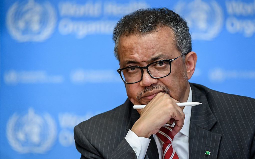 Directeur-generaal Tedros Adhanom Ghebreyesus van de WHO.  beeld AFP, Fabrice Coffrini