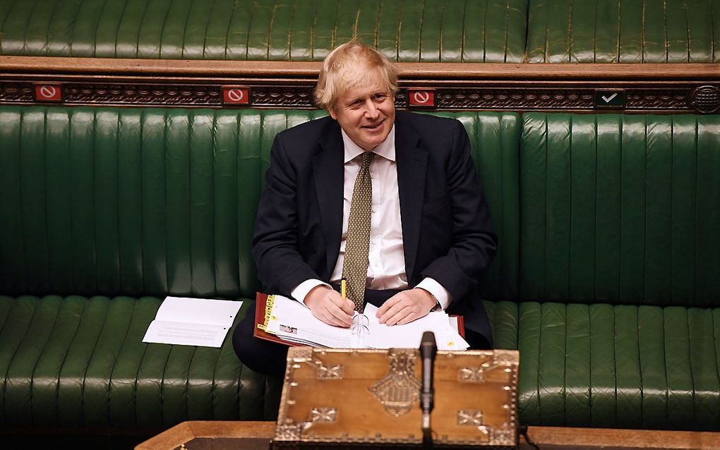 Premier Boris Johnson, woendag in het Britse parlement. beeld AFP, Jessica Taylor