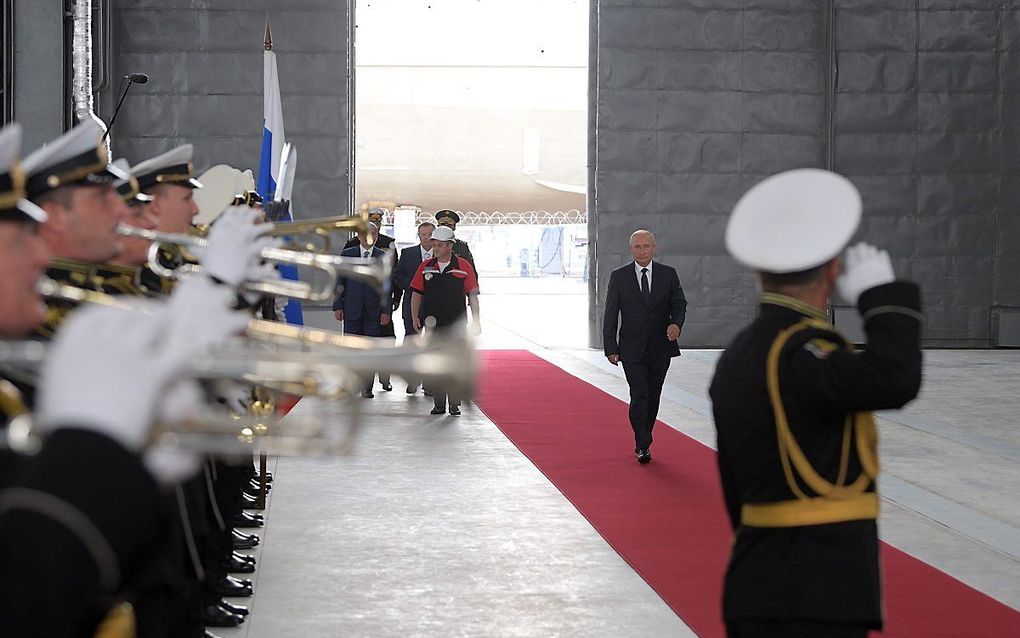 De Russische president Poetin bezoekt de Krim. beeld AFP