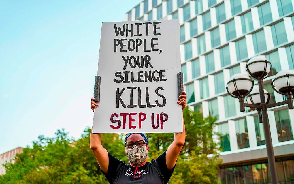 Protest naar aanleiding van geweld tegen een zwarte in Kenosha. beeld AFP, Kerem Yucel