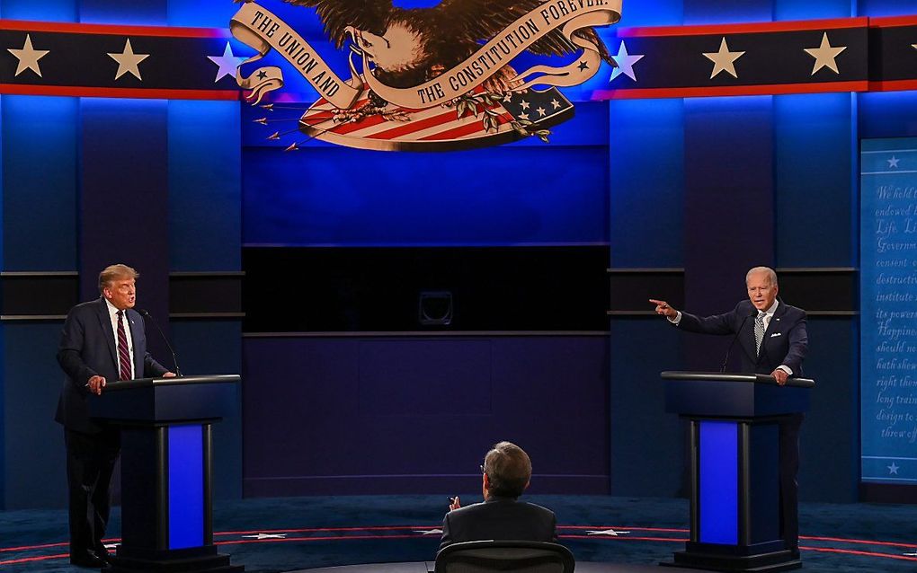 Trump (l.) en Biden tijdens het eerste presidentiële debat. beeld AFP, Jim Watson