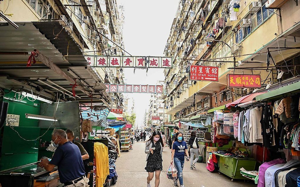 Straatbeeld Hongkong. beeld Peter PARKS / AFP