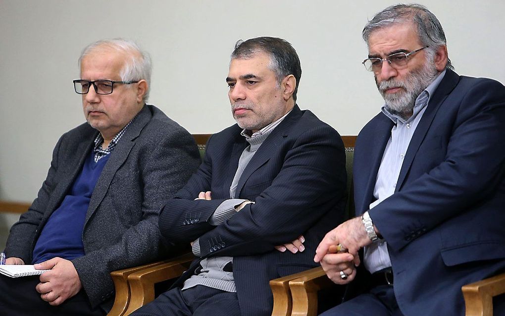 Mohsen Fakhrizadeh (R) in 2019. beeld AFP