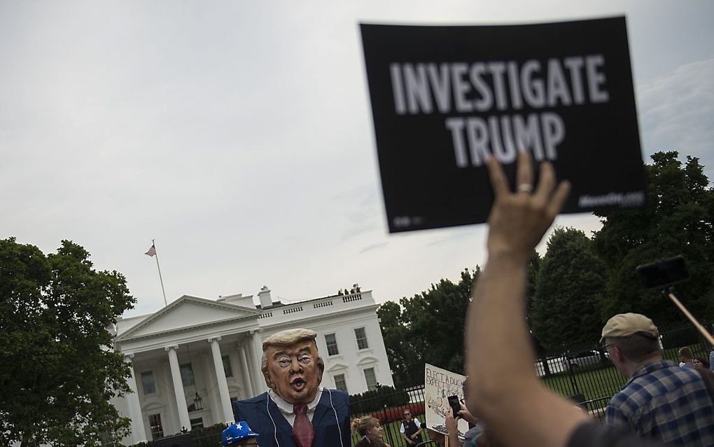 Demonstranten voor het Witte Huis in Washington. beeld AFP