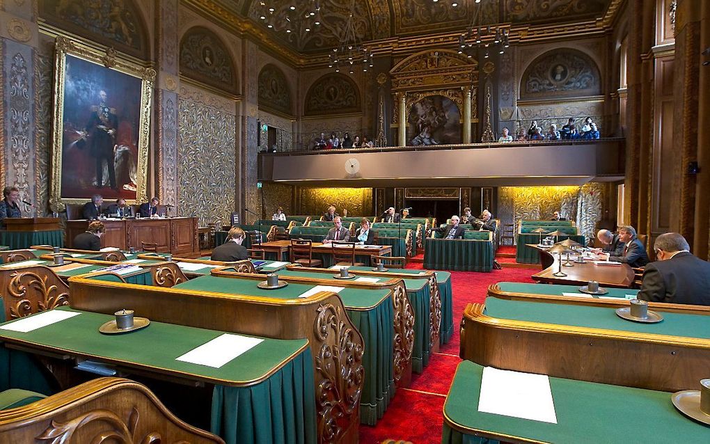 Interieur van de grote vergaderzaal van de Eerste Kamer. beeld ANP